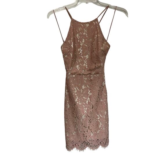 ASTR The Label Dusty Pink & Nude Criss Cross Back Mini Dress Size Small - Picture 1 of 7